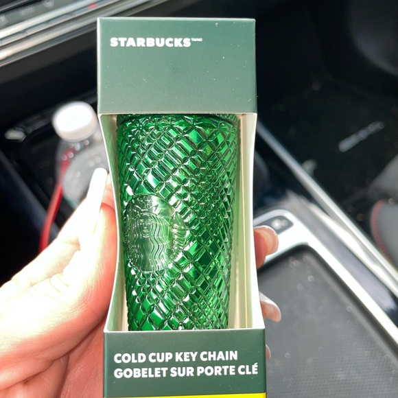 Starbucks Wicked Green Studded Cold Cup Keychain Mini Tumbler NWT - Picture 3 of 4